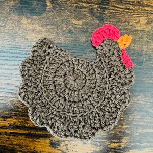 Sous-verres de poulet au crochet Lot de 4 Sous-verres de poulet Sous-verres de poulet Ferme image 4