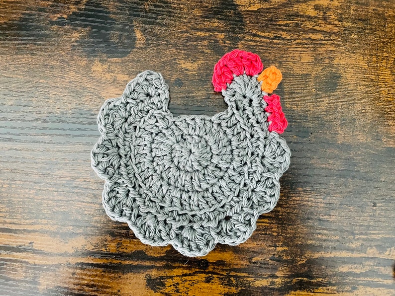 Sous-verres de poulet au crochet Lot de 4 Sous-verres de poulet Sous-verres de poulet Ferme image 5