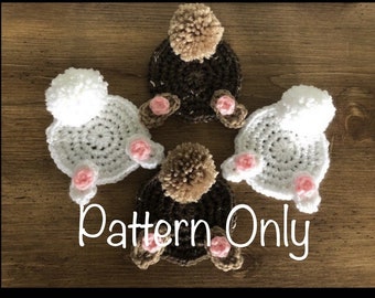 Pattern - Crochet Bunny Bum Coaster Pattern - Crochet Pattern - Crochet Bunny Coaters - Bunny - Rabbits - Bunny Butts - Coasters - Pattern