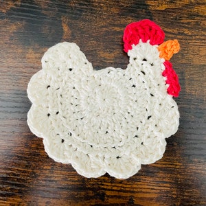 Sous-verres de poulet au crochet Lot de 4 Sous-verres de poulet Sous-verres de poulet Ferme image 3