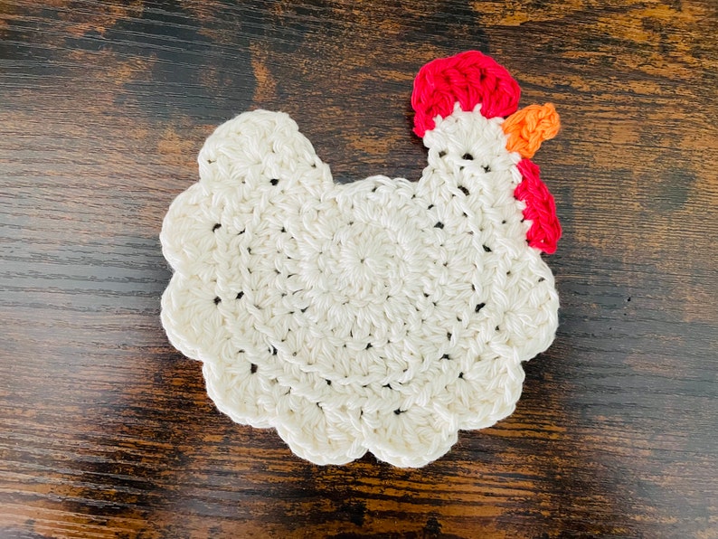 Sous-verres de poulet au crochet Lot de 4 Sous-verres de poulet Sous-verres de poulet Ferme image 3