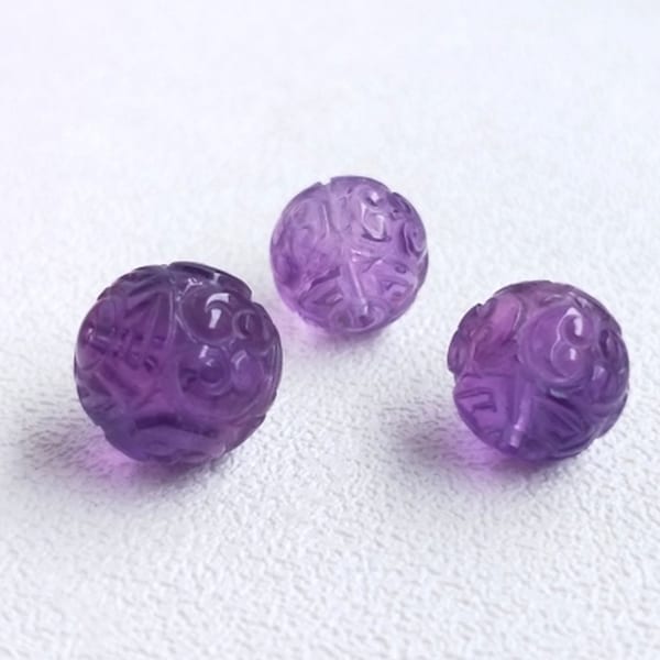 9-14mm Natural Uruguayan Amethyst Beads,Hand Carved Amethyst Beads