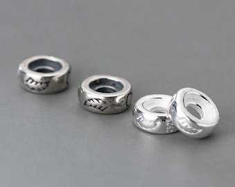 6/7/8mm S925 Sterling Silver Rondelle Beads,Antique Silver Spacer Beads,Wholesale Bead Supply,Sterling Silver Donut Beads