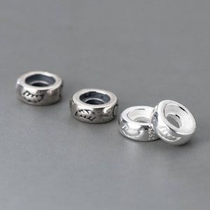 6/7/8mm S925 Sterling Silver Rondelle Beads,Antique Silver Spacer Beads,Wholesale Bead Supply,Sterling Silver Donut Beads