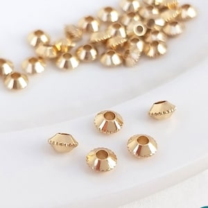 10/50/100pcs 4mm 14K gold Plated Rondelle Beads,Gold plated Spacer Beads,gold plated UFO beads,Gold plated spacer beads