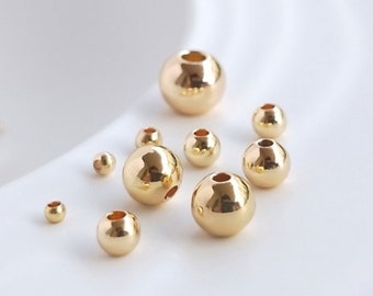 2/2.5/3/4/5/6/8mm 10/100pcs 14K gold Plated brass Round Beads,Gold Round Beads,Gold Spacer Beads