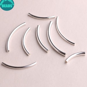 1.5-6mm S925 Sterling Silver Tube Beads,Bracelet Silver Beads,Spacer Beads,Tube Beads,Long curve tube beads