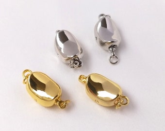 1/5/10 pcs 18K Gold plated Oval Bean Clasp,Gold plated box Clasp,Pearl Clasp,Necklace Clasp