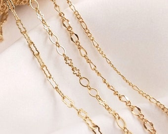 Chaîne plaquée or 14 carats, chaîne de collier, chaîne câble plaquée or