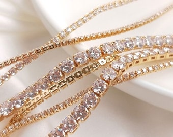 14K Gold Plated Austrian Crystal Rhinestone Chain,Austrian Crystal Rhinestone necklace Chain,Tennis Chain