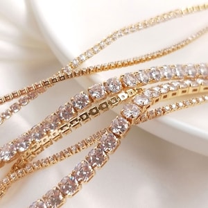 14K Gold Plated Austrian Crystal Rhinestone Chain,Austrian Crystal Rhinestone necklace Chain,Tennis Chain