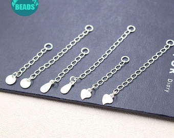S925 Sterling Silver Box Chain Extender With Spring Ring Clasp - Nickel-Free, 4-18cm