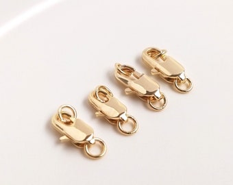 5/10/20/50PCS 14K Gold Plated Brass lobster claw, Lobster Clasp with closed ring