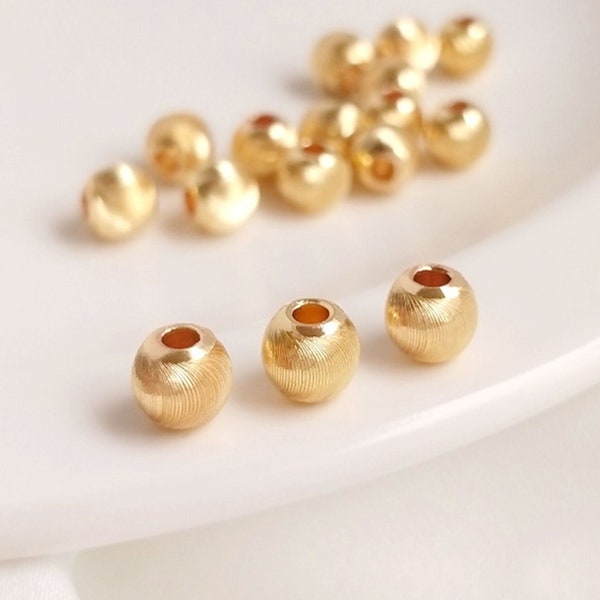 20/50/100PCS 14K real Gold plated Round beads,Bracelet spacer beads,3mm 4mm 6mm gold round Cat Eye beads