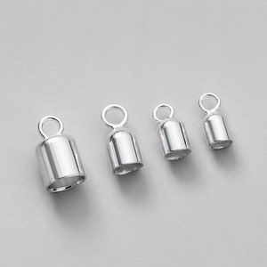 2/10/20pcs Sterling silver Cord Ends Cap,End Caps Clasps,Bracelet Leather Cord End Caps,Silver End caps with Closed Ring,for 2-4mm cord image 1