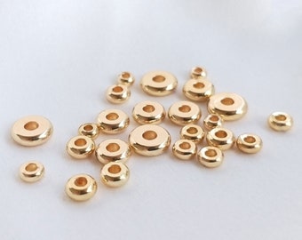 3/3. 5/4/5/6mm 10/50/100 Uds. Cuentas Rondelle chapadas en oro de 14 quilates, cuentas de donut chapadas en oro, cuentas espaciadoras chapadas en oro