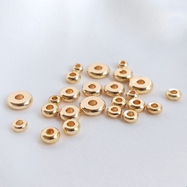 3/3.5/4/5/6mm 10/50/100pcs 14K gold Plated Rondelle Beads,Gold plated donut beads,gold plated spacer beads