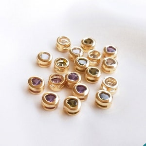 1/5/10/20pcs 14K gold Plated heart Beads Inlaid With CZ,Round heart beads,5*3.5mm