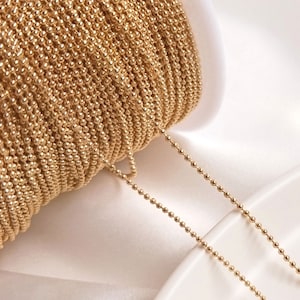1.0/1.2/1.5/2.0mm 14K Gold Plated Brass ball Chain,Necklace Chain,Gold Plated ball Chain