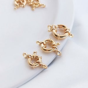 9/11/13mm 14K Gold Plated Brass Round Spring clasp,Pearl Necklace Clasp
