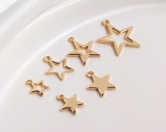 10/20/50PCS 14K Real Gold Plated Star Charm,Gold Star Charm,tiny Star Pendant