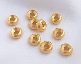 Perline di ciambella placcate in oro opaco 6x3mm 18 carati, perline di ciambella in oro, inserto di perline