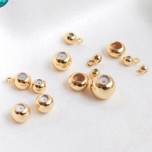 14K Real Gold Plated Brass Sliding Adjustable Rubber Stopper beads,Stopper Beads With  with Silicone inside,Rondelle Rubber Stoper Beads