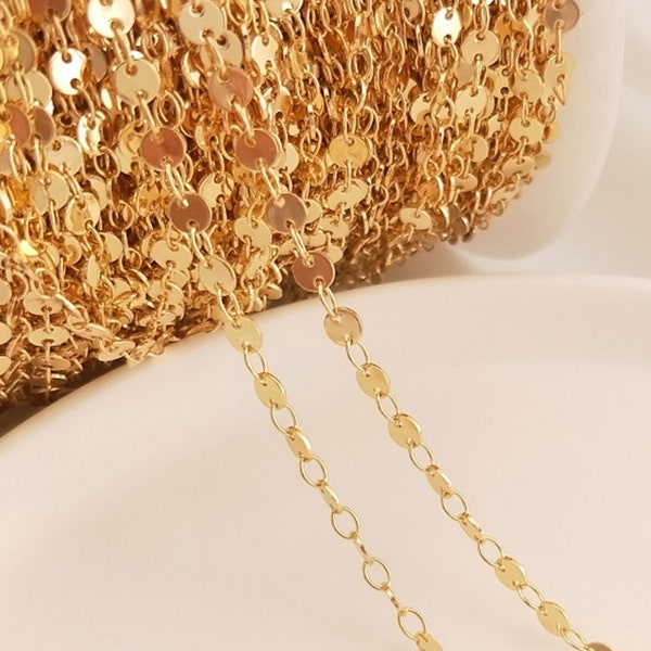 4mm 14K Gold plated Round Double Hole Chain,Necklace Chain,Gold Necklace Chain,Plain Blank Chain,bracelet Chain