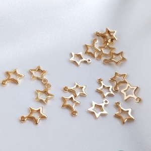 10/20/50/100PCS 14K Real Gold Plated Star Charm,Gold Star beads,tiny Star Pendant,Sparkling Little Star