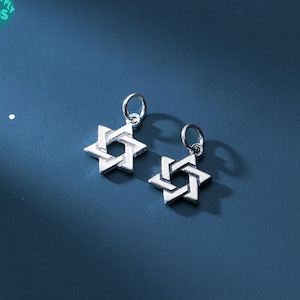 S925 Sterling Silver Star Of David Charm,Sterling Silver Bracelet Charm,neckalce Charm,Star of David Charm pendant