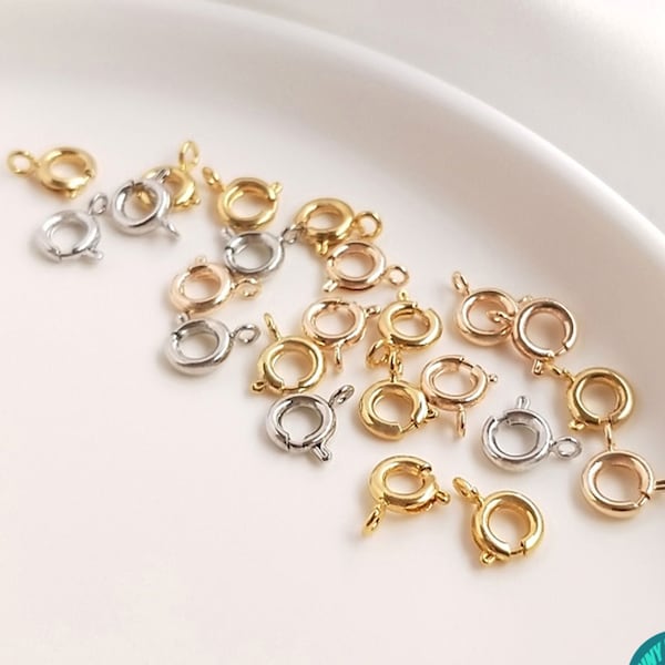 5/10/20/50PCS Gold Plated Brass Spring Ring Clasp,5/5.5mm/6mm/7mm Ring Clasp