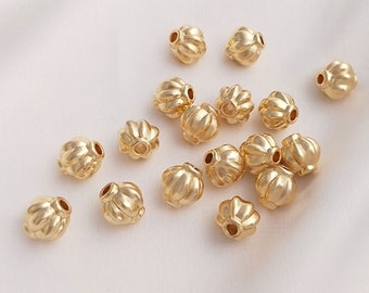 10/50 Stück 14 Karat vergoldete Laternen-Abstandsperlen, glatte Gold-Abstandsperlen, goldene Laternenperlen, 8 mm