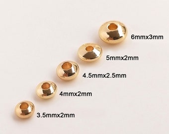 10/50/100pcs 14K gold Plated Rondelle Beads,gold plated UFO beads,Gold plated spacer beads