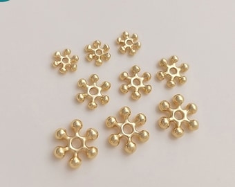 14K Gold Plated Snowflake Spacer Beads,Gold Plated Flower Beads,Gold Spacer Beads