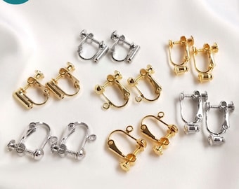 May include: A set of 10 gold and silver earring clips. The clips are made of metal and have a screw-on closure. They are perfect for making your own earrings.