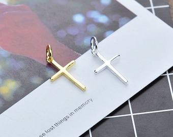 S925 Sterling Silver Simple Cross Charm,Tiny Charm,Small Charm,Bracelet Charm,Silver charm Pendant,Necklace Charm,Small Cross Charm