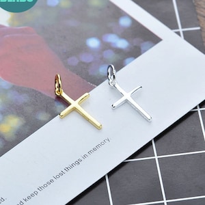 S925 Sterling Silver Simple Cross Charm,Tiny Charm,Small Charm,Bracelet Charm,Silver charm Pendant,Necklace Charm,Small Cross Charm