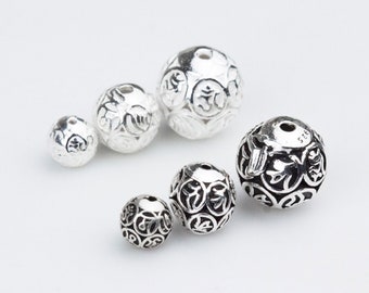 FDB0062-2 Silver plated metal,8mm hole1mm 50pcs 8mm round Filigree Ball Jewellery findings Beads