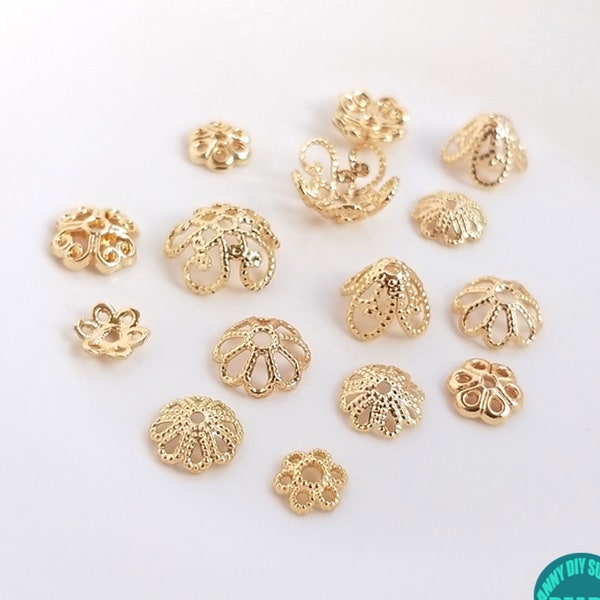 6/8mm Real gold plated Brass Bead caps,Brass bead caps,Gold bead caps
