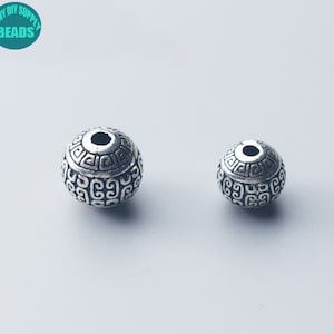 8/10/12mm Solid S925 Sterling Silver Beads,bracelet Spacer beads,Sterling SIlver Round beads