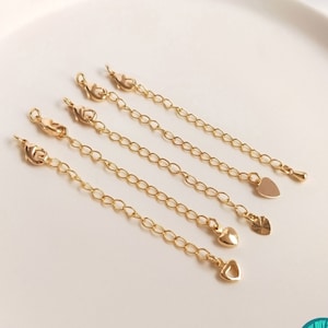 5/10/20/50PCS 14K Gold Plated Brass Extension Chain,Lobster Clasps with Extender Chain 65mm