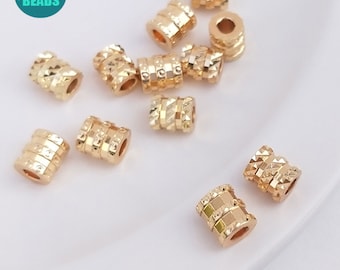 1/5/10PCS Gold Plated brass Tube Beads,Gold plated spacer beads,6x6.6mm