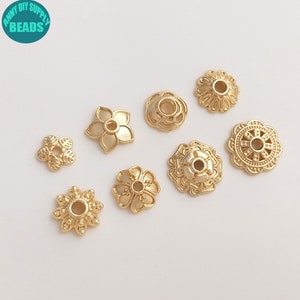 14K Echt vergoldet Messing Perlenkappen,Gold Perlenkappen