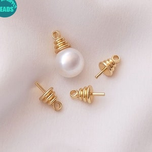 14K Real gold plated Brass bead Bail Caps with Peg,Bail Pegs For Half Drilled Beads,Bail Pins,Pendant Holder