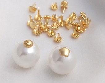 14K echt vergulde peg stoppers, Bead Caps met Peg