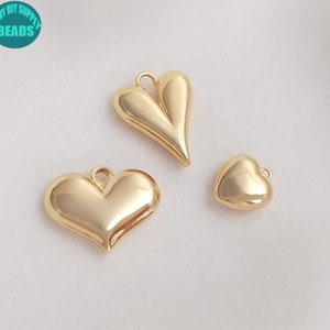1/10/20PCS 14K Real Gold Plated Heart pendant,Gold Heart Pendant