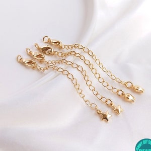 5/10/20/50PCS 14K Gold Plated Brass Extension Chain,Lobster Clasps with Extender Chain 65mm