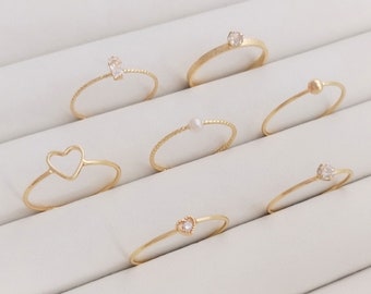 1PC 14K real Gold Plated Brass Rings,Thin Finger Ring.Little finger tail ring,Simple Heart Ring