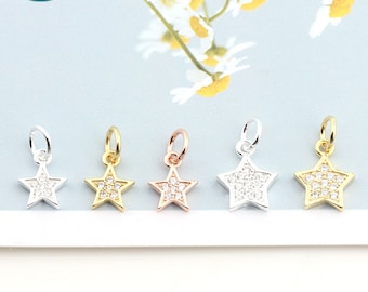 S925 Sterling Silver Star Charms,Tiny star Charm ,Bracelet Charm,,Neckalce Charm pendant,Silver Star Charm,CZ Charm