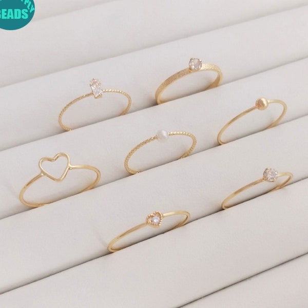 1PC 14K real Gold Plated Brass Rings,Thin Finger Ring.Little finger tail ring,Simple Heart Ring